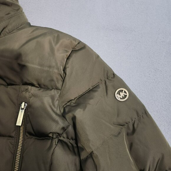 Michael Kors Women LP Army Green Down Quilted Puffer Winter Coat - Picture 6 of 14